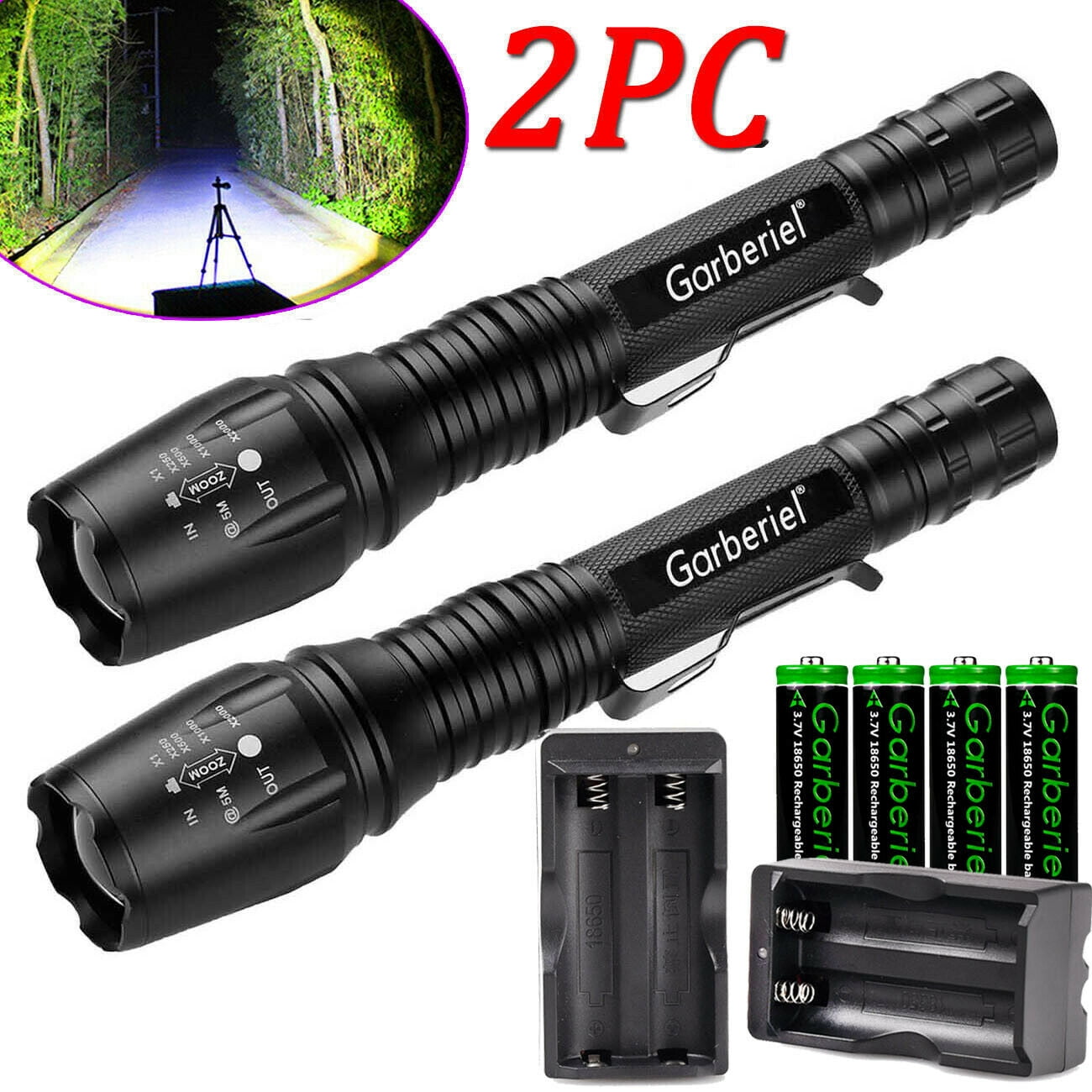 990000Lumens Tactical Zoomable L2 LED Powerful Flashlight 18650 Torch Light Lamp 