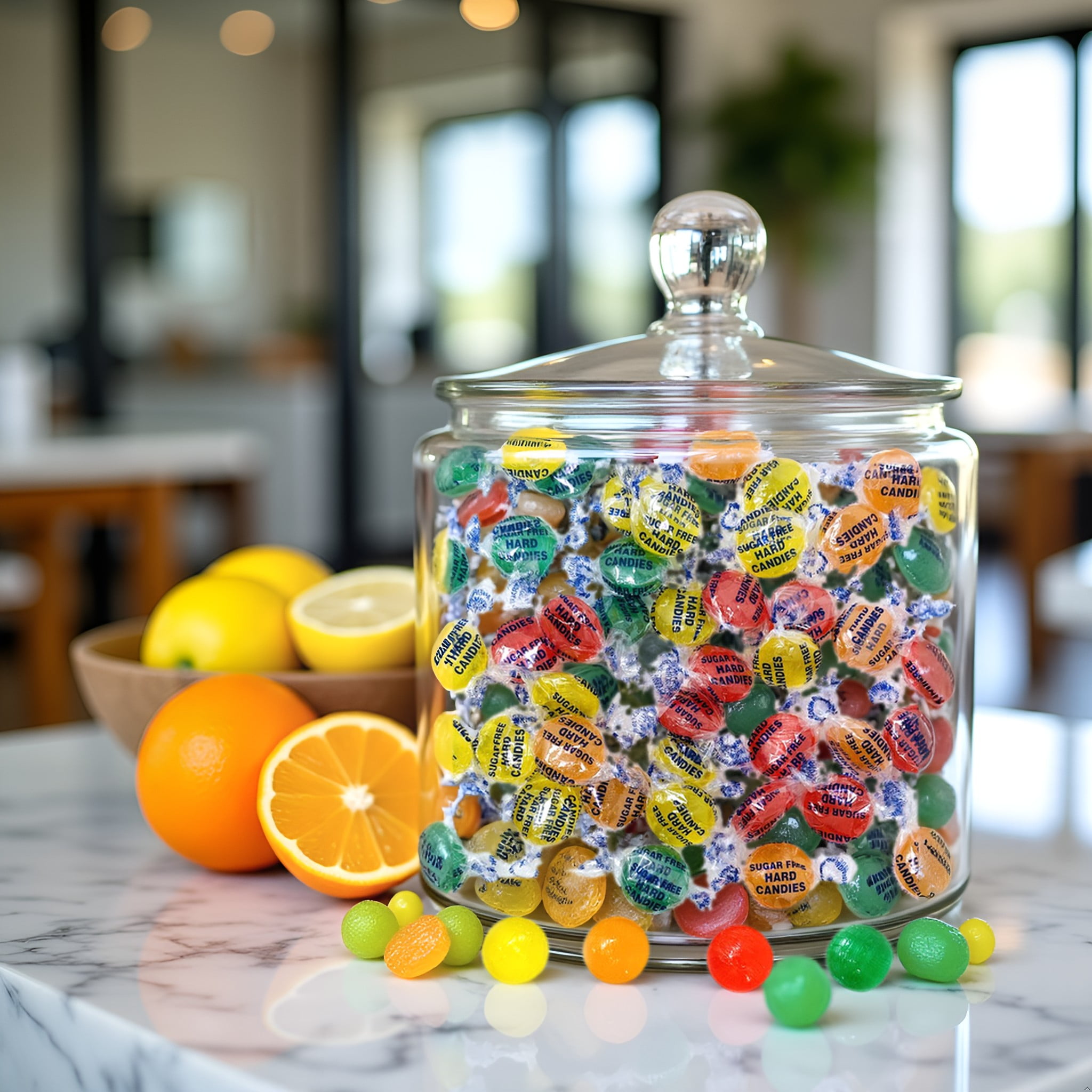 SweetGourmet Sugar-Free Assorted Fruit Mix Hard Candy Wrapped, Lemon, Cherry, Orange, Lime, 2-Pound Bag