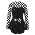 thumbnail image 4 of iiniim Kid Girls Car Driver Racer Costume Checkerboard Print Dress Leotard Dancewear, 4 of 7