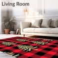 thumbnail image 2 of ODIKA 5'x7' Machine Washable Non-Slip Area Rug, Festive Tartan Lattice Plaid with Interlocking Winter Pine Motifs High Traffic Rug with Pad, Red, 617144, 2 of 8