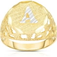 thumbnail image 1 of Floreo Men's 10k Yellow Gold Round Two-Tone Gold A-Z Initial Ring, Sizes 5 - 11, 1 of 4
