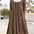 thumbnail image 1 of Plus Size Casual Dress, Vestido Casual De Talla Grande, Vestido De Cuello Redondo De Manga Larga Con Botones De Colorblock Para Mujer Con Bolsillos Y Ligero Estiramiento, 1 of 4