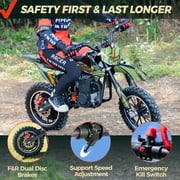 FRP FX40 40cc 4-Stroke Gas Powered Kids Dirt Bike with Safety Kill Switch for young rides, Front & Rear Disc Brakes, EPA Certified, FX40-Ogemaw, Green, Base Model