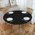 thumbnail image 3 of Round Fitted Tablecloth with Elastic Black Round Outdoor Tablecloths Fitted Table Covers for Round Tables Waterproof Reusable Vinyl Table Cloth for Indoor and Outdoor 62"-68", 3 of 7