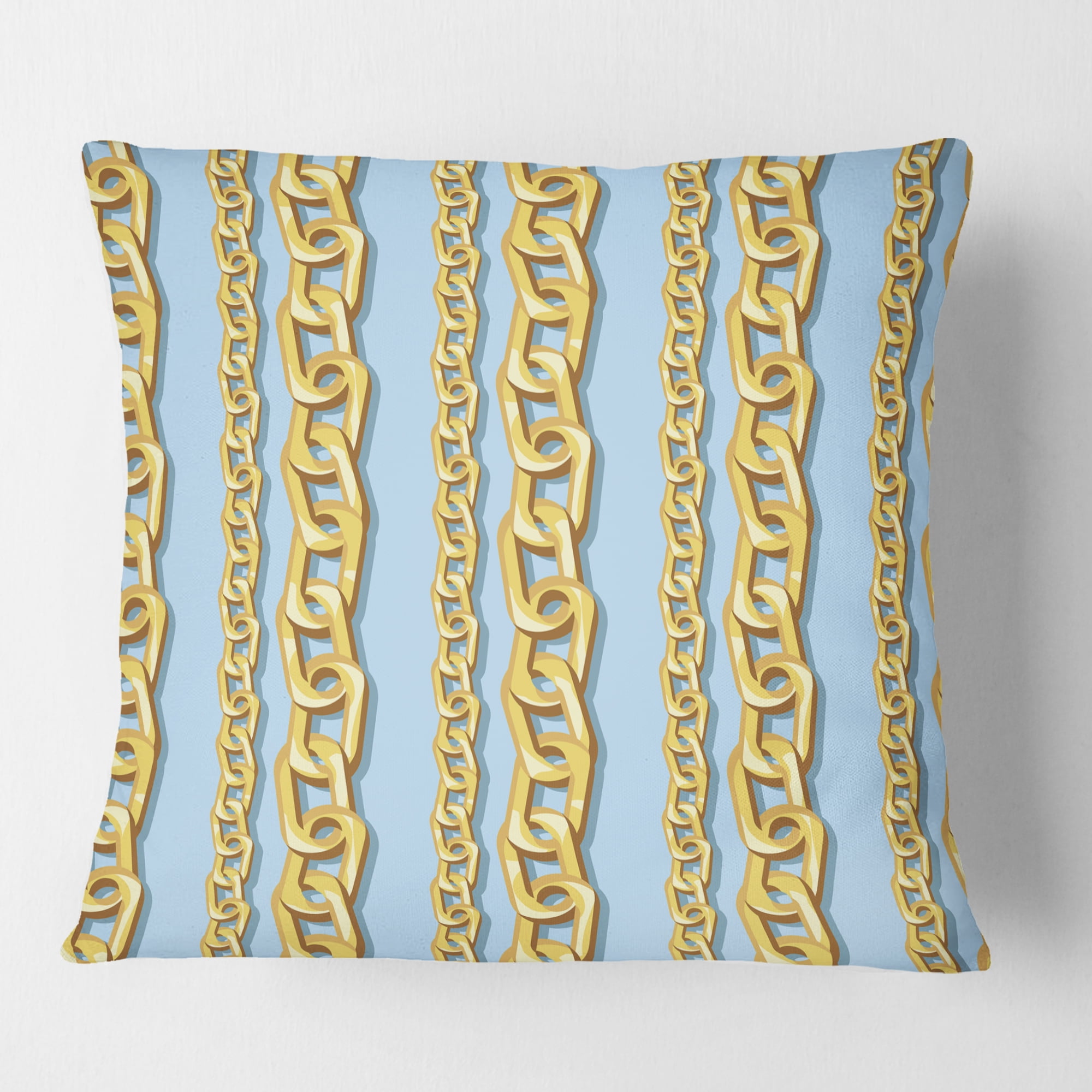 Designart Gold Chain Pattern' Mid-Century Modern Throw Pillow - 18x18