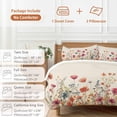 thumbnail image 6 of 3 Piece Pink Orange Teal Spring Floral Duvet Cover Set Queen Size,Microfiber Comforter/Quilt Cover with Corner Ties and 2 Pillowcases,Watercolor Botanical Summer Flowers Bedding with Zipper Closure, 6 of 8