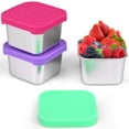 thumbnail image 1 of HLONK 3Pack Stainless Steel Snack Containers 6oz Snack Box Container Leakproof Stainless Steel Snack Cups with Silicone Lids Portable Snack Stackable Freezer Dishwasher Safe for Daycare S, 1 of 10