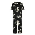 thumbnail image 6 of Summer Saving Wycnly Lounge Sets for Women Fashion Floral Print 2 Piece Outfits Homewear Crewneck Short Sleeve Top and Capris Sleepwear Pajamas Sets Clearance under $5, 6 of 7
