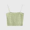 thumbnail image 2 of Sleeveless Tops For Women Sevevn Women's Cable Knit Crop Cami Top Sleeveless Spaghetti Strap Knit Tank Top Green, 2 of 3