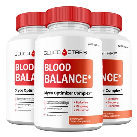 Gluco Stasis Capsules, GlucoStasis Pills Blood Supplement Maximum Strength All Natural Glycogen, 30 Day Supply per Bottle (3 Pack)