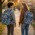 thumbnail image 2 of Yspwyqan Kids Backpack for School, 17" Large Capacity 600D Polyester Bookbag, Colorful Dino Flower Front Pocket Adjustable Straps Daypack for Middle School Travel Camping Hiking, 2 of 7