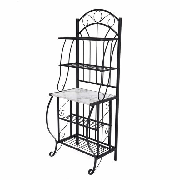 Boraam Valencia Rustic Baker's Rack with Faux Marble Shelf
