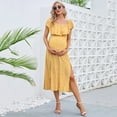 thumbnail image 3 of Maternity Dress Women's Off Shoulder Split A Line Casual Maxi Dress, 3 of 5