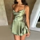 thumbnail image 4 of Vestido Drapeado De Raso Vestido drapeado de satén para mujer Vestido tuinic sin mangas Traje de vacaciones (Verde L) Ygjytge para Mujer Verde T M, 4 of 7