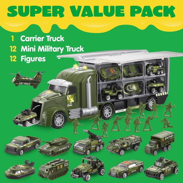 SYNCFUN 25 in 1 Military Vehicle Set with Lights & Sounds