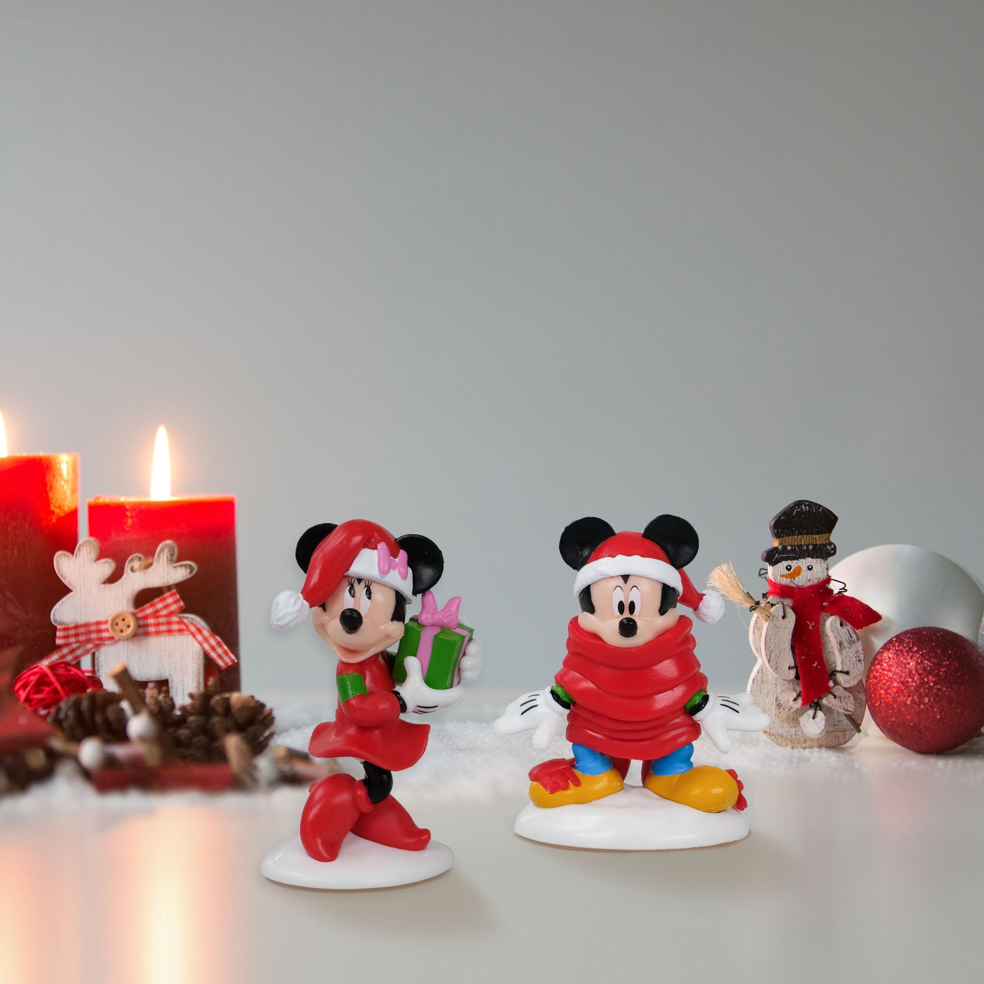 Disney Mickey Mouse Christmas Village Figurine – Santa Hat & Scarf