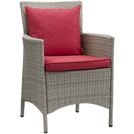 Ergode Conduit Outdoor Patio Wicker Rattan Dining Armchair - Light Gray Red
