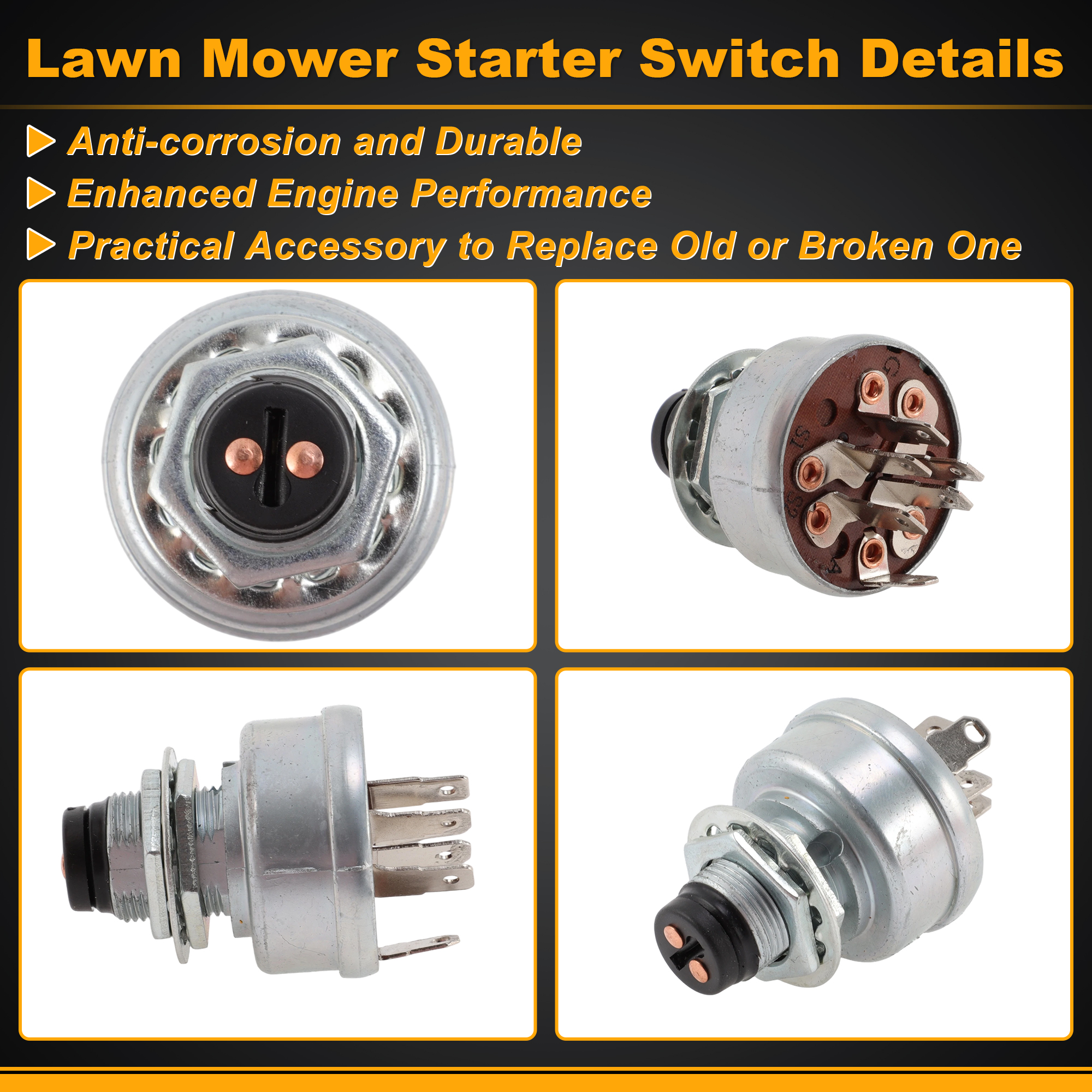 Unique Bargains Lawn Mower Ignition Switch TCA22740 for John Deere 717 727 737