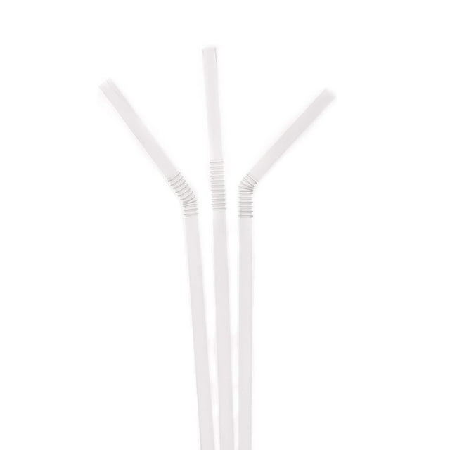 [400 Pack] Individually Wrapped Flexible Plastic Drinking Straws