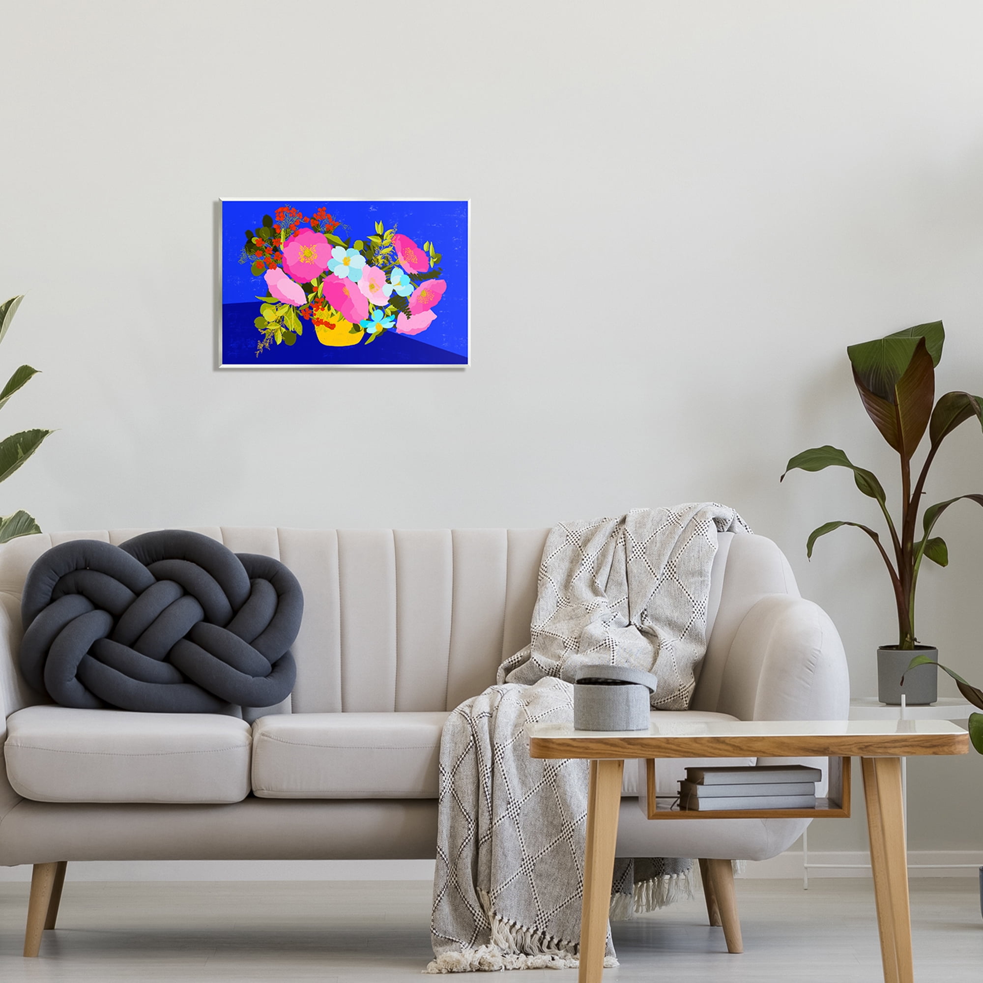 Stupell Industries Vivid Pink & Blue Bouquet Botanical & Floral Painting Unframed Art Print Wall Art, 19 x 13