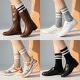 thumbnail image 5 of 6 Pairs Crew Socks for Women Striped Cotton Causal Arch Support Soft Breathable Socks 5-10, 5 of 8