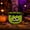 Green, variant on Halloween Treat Bags Set of 4, Reusable Fabric Candy Bags with Frankenstein Skull Witch Pumpkin Ghost Design, Kids Trick or Treat Party Favor Tote Bags