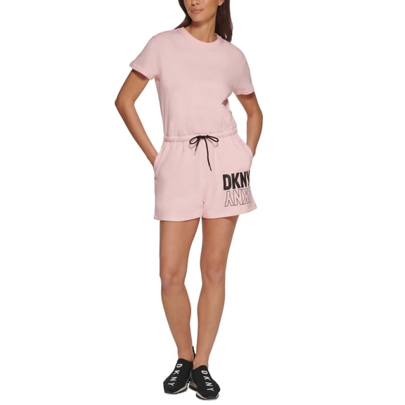 DKNY Sport Womens Flip Reflect Logo Romper Blossom XS