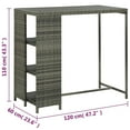 thumbnail image 4 of vidaXL Bar Table with Storage Rack Grey 120x60x110 cm Poly Rattan, 4 of 5