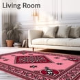 thumbnail image 2 of ODIKA 4'x6' Machine Washable Non-Slip Area Rug, Paisley Scroll Motif with Interlocking Framework High Traffic Rug with Pad, Pink, 666038, 2 of 8