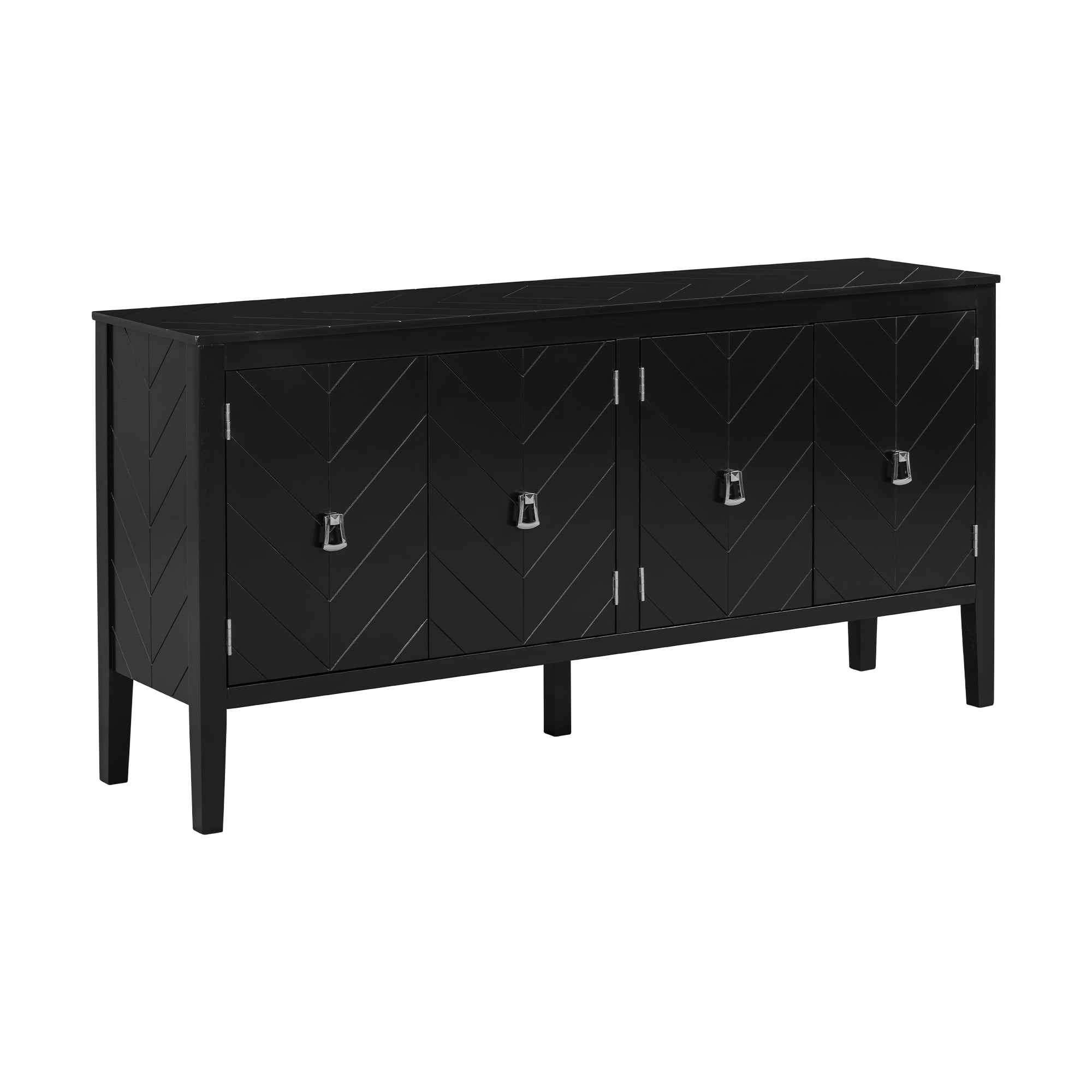 Euroco Wood Sideboard Buffet Cabinet,63" Narrow Entryway Table offee Bar Console Table with Metal Handles for Kitchen Entryway,Black