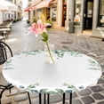 thumbnail image 3 of Green Eucalyptus Leaf Elastic Fitted Round Table Cover Spring Watercolor Plant Waterproof Outdoor Tablecloth for Holiday Party, Picnic, Patio & Dining Fits Tables Up to 36"-44", 3 of 8