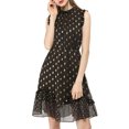 thumbnail image 2 of Unique Bargains Imprimé à Pois Métalliques Robe de Cocktail Sans Manches, 2 of 7