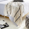 thumbnail image 2 of Hauteloom Boondall Boho Throw Blanket with Tassel for Couch, Bed - Decorative Cotton Throw - 50" x 60" - Black, Beige, Cream, Off White, 2 of 7