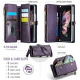 thumbnail image 2 of Dteck for Samsung Galaxy Z Fold 3 Case with RFID Blocking Wallet Case for Women Men, Shockproof PU Leather Magnetic Flip Strap Zipper Card Holder Phone Case,Purple, 2 of 7