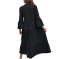 thumbnail image 4 of Lnmiateer Women Flowy Tiered Ruffle Maxi Dress V Neck Bell Sleeve Solid Soft Breathable Sundress for Beach Holiday Weekend Casual Outfit, 4 of 5