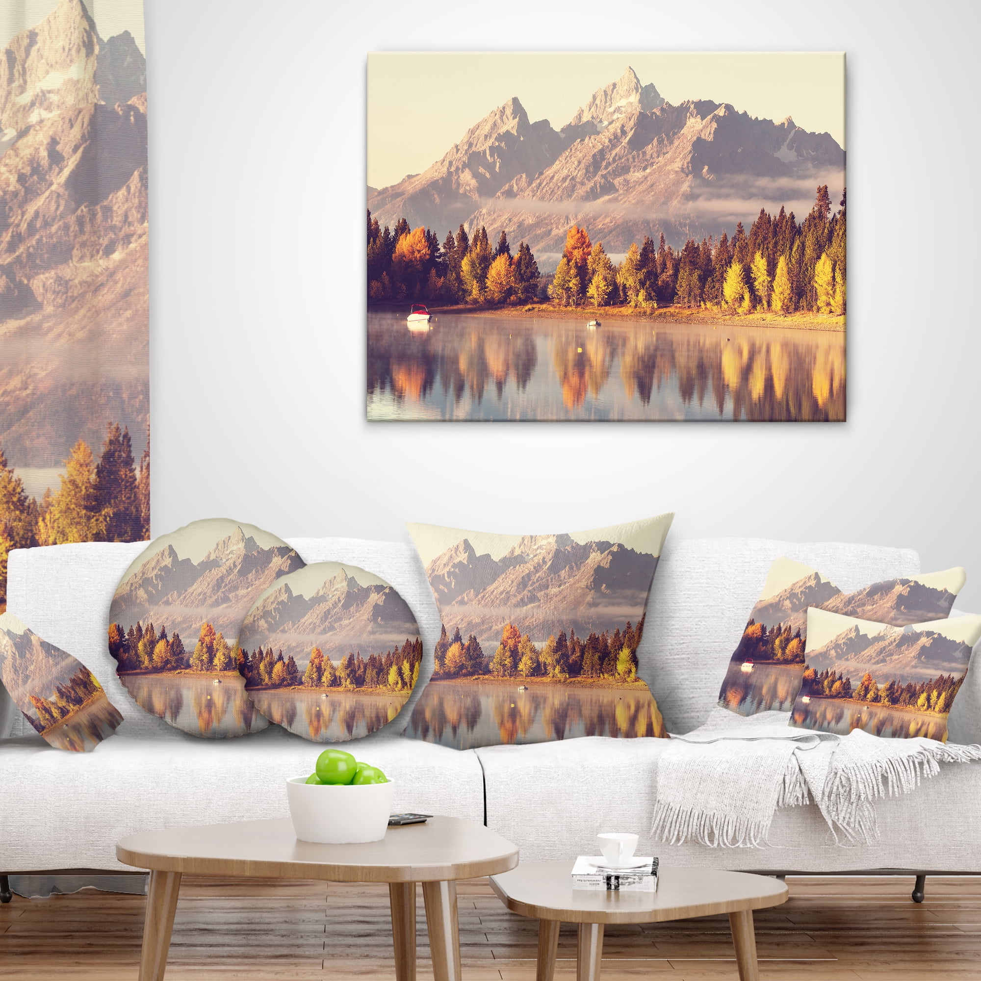 Designart Grand Teton National Park - Landscape Printed Throw Pillow - 16x16
