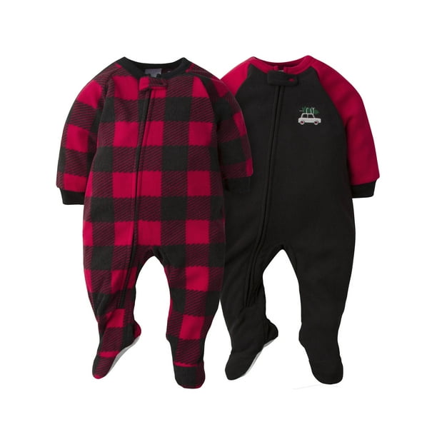 Gerber Gerber Baby Boy Microfleece Blanket Sleeper Pajama Mulipack, 2