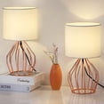 thumbnail image 2 of Oumilen Rosegold 2 Pack Table Lamps Hollow Base with Linen Shade, 2 of 6
