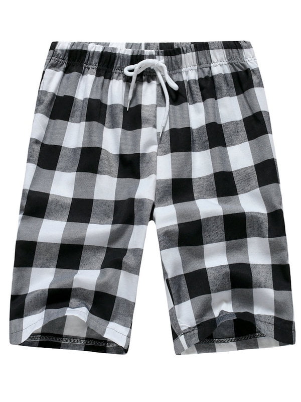 Trendmen Men's Plaid Elastic Waist Casual Comfort Shorts Pants ...