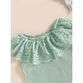 thumbnail image 6 of Cenuakty Baby Girls Shorts Set, Sleeveless Lace Patchwork Romper with Cow/Rainbow Print Shorts and Hairband, 6 of 9