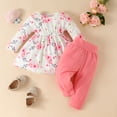 thumbnail image 4 of Vestido Para Niñas, Ropa Para Niñas Pequeñas, Ropa Para Niños Pequeños, Camisa Floral De Manga Larga, Pantalones, Traje Informal Blanco Odeerbi LM103-4721, 4 of 9