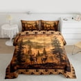 thumbnail image 2 of Feelyou Jungle Deer Moose Full Size Comforter Sets, Brown Rustic Lake House Bedding Comforter Set, Cartoon Woodland Wildlife Reversible Bedding Sets, Super Cozy Room Decor, 3pcs, 2 of 8