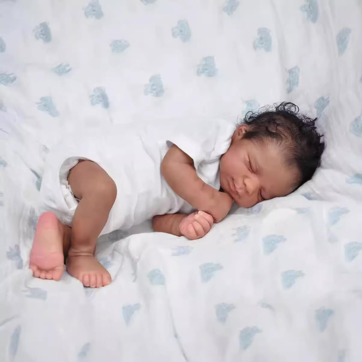 Realistic Reborn Black Boy Doll - 19 Inch Newborn Real Life Baby Doll  Cloth Body Weighted African American Bebe Reborn Lifelike Sleeping Dolls with Clothes and Toy Gifts for Kids