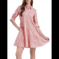 thumbnail image 3 of Vestido Camisero Midi A Rayas con Botones para Mujer, Informal, Holgado, con Puños y Larga, Vestidos de Media Pierna. Rojo L, 3 of 9