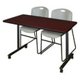 thumbnail image 4 of Regency Kobe 66 x 24 in. Mobile T-Base Training Table- Mocha Walnut, 2 Zeng Stack Chairs- Blue, 4 of 7