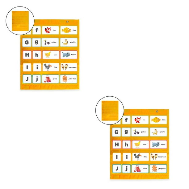 Vogacara Gráfico de bolsillo Gráfico de bolsillo de calendario colgante de doble cara Amarillo 2piezas Amarillo