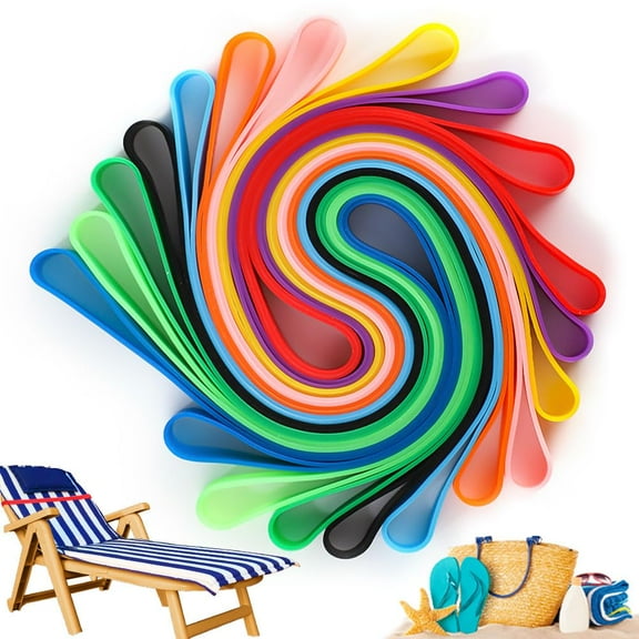 Emlimny 10 Pack Beach Towel Bands, Stretchable Chair Clips - Windproof Elastic Holder Straps Secure Towels on Beach Chairs, Cruise Loungers, Pool Chairs, Outdoor Furniture