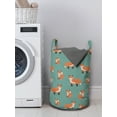 thumbnail image 3 of Cartoon Laundry Bag, Childish of Forest Animals Sitting Woodland Creatures, Hamper Basket with Handles Drawstring Closure for Laundromats, 13" x 19", Burnt Sienna and Laurel Green, by Ambesonne, 3 of 4