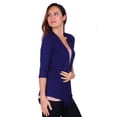 thumbnail image 2 of Simply Ravishing Women's Basic 3/4 Sleeve Hip Length Open Drape Cardigan, Medium, Sage, 2 of 4