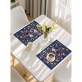 thumbnail image 5 of Navy Blue Flowers Placemats Set of 6, Spring Vintage Floral Leaves Farmhouse Placemats for Dining Table, Place Mats for Kitchen Tabletop, Waterproof Wipeable Dining Table Mats Set, 5 of 9